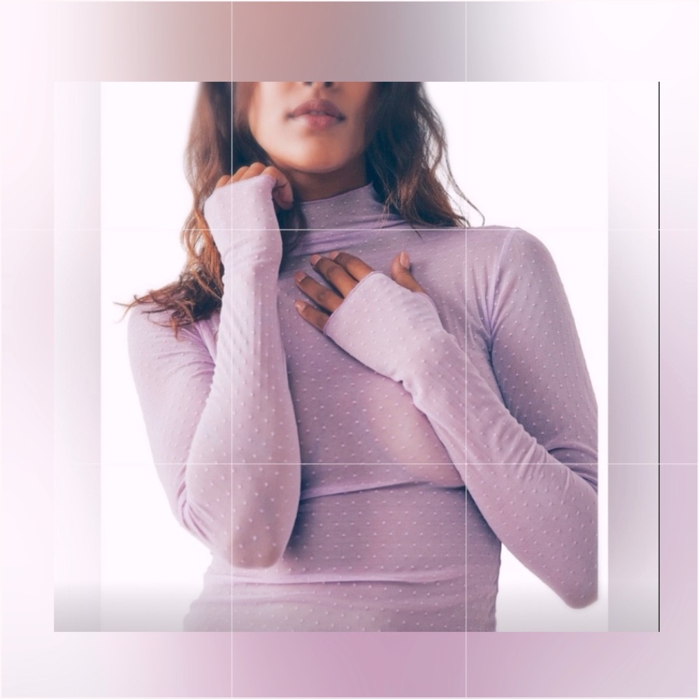 NWT!💓Free People Sheer Lavender Long Sleeve Tee w/Thumbholes!😍